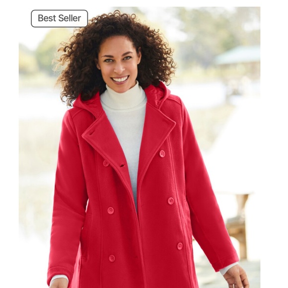 Women Within Double Breasted Hooded Pea Coat - Picture 2 of 4